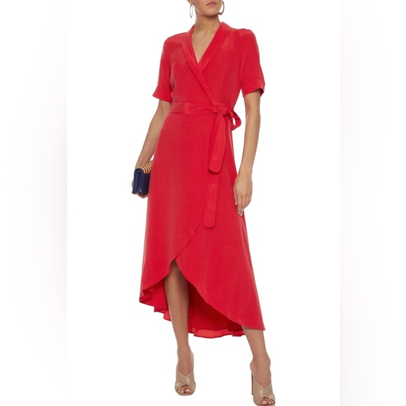 Equipment Red Silk Wrap Dress - Picture 1 of 5